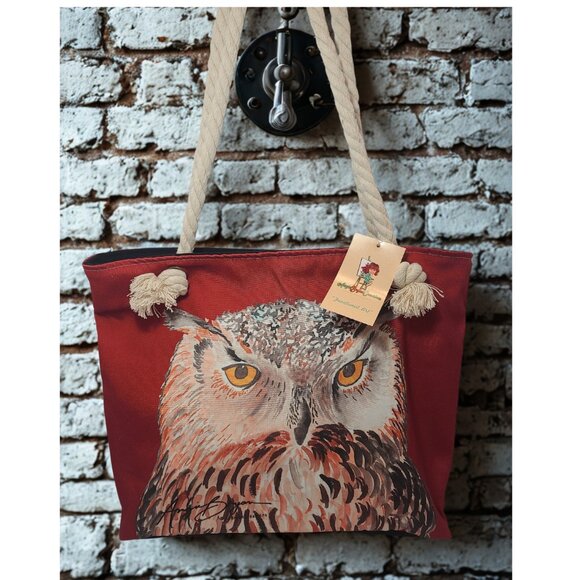 Angie Bryan Creations Handbags - Owl Canvas Book Tote – Angie Bryan Creations – Functional Art with Style
